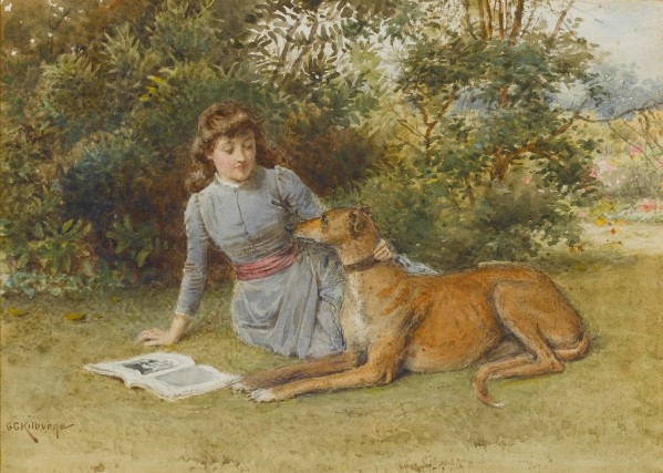 A girl with her dog by George Goodwin Kilburne